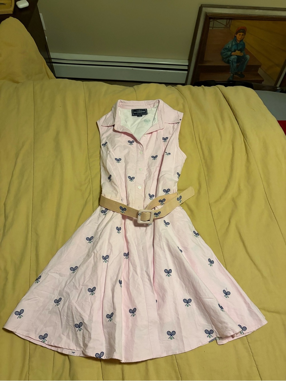 Kiel James Patrick Light Pink Mini Dress with Navy Motif